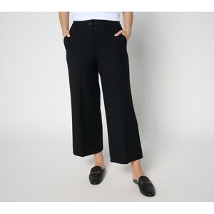 Ryan Simkhai Eyeshop Women's Plus Sz Pants 2X Knit Twill Wide Leg Black